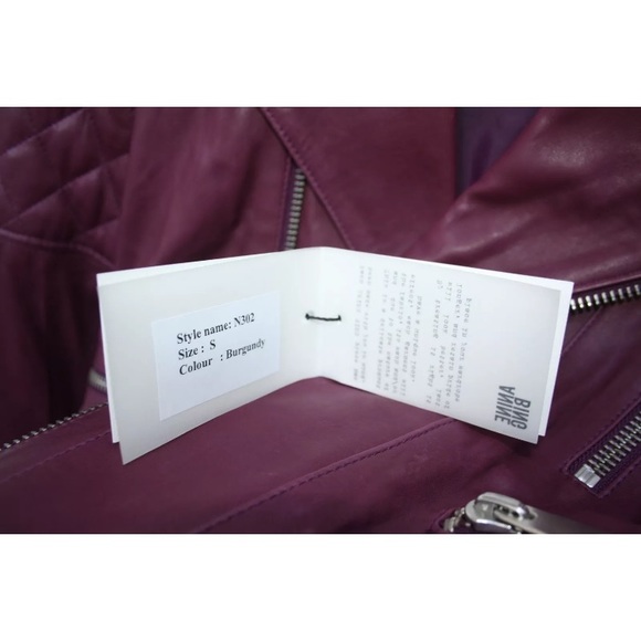Anine Bing Lambskin Burgandy Biker Jacket S - Picture 6 of 6